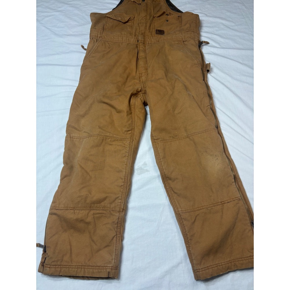 Walls Zero-Zone Vintage Duck Canvas Insulated Bib Overalls Brown Double Knee